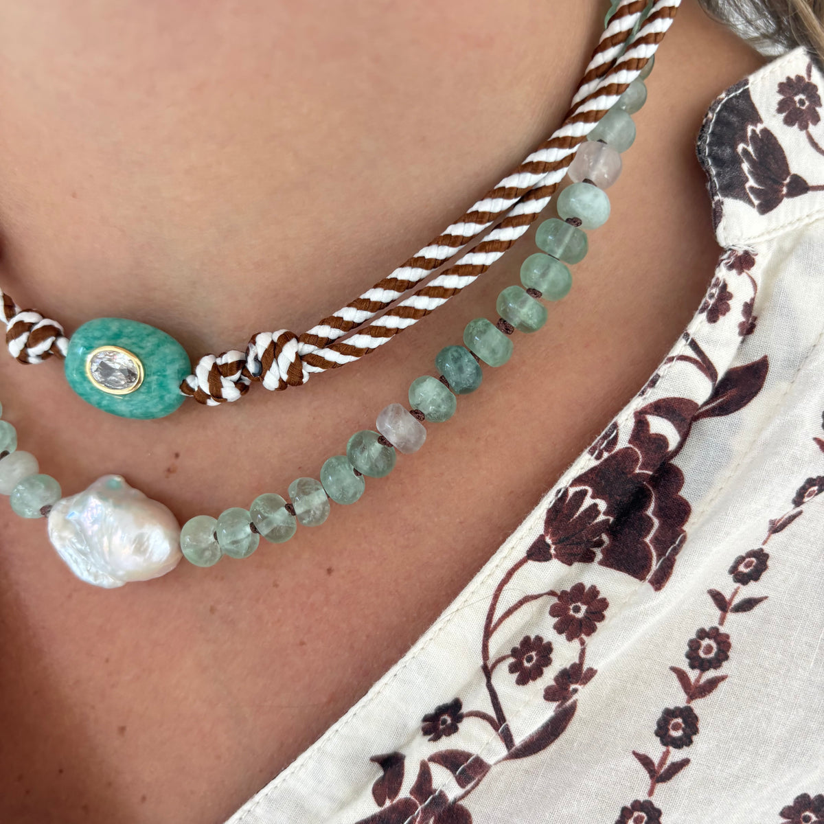 Eloise hand knotted genuine pearl necklace