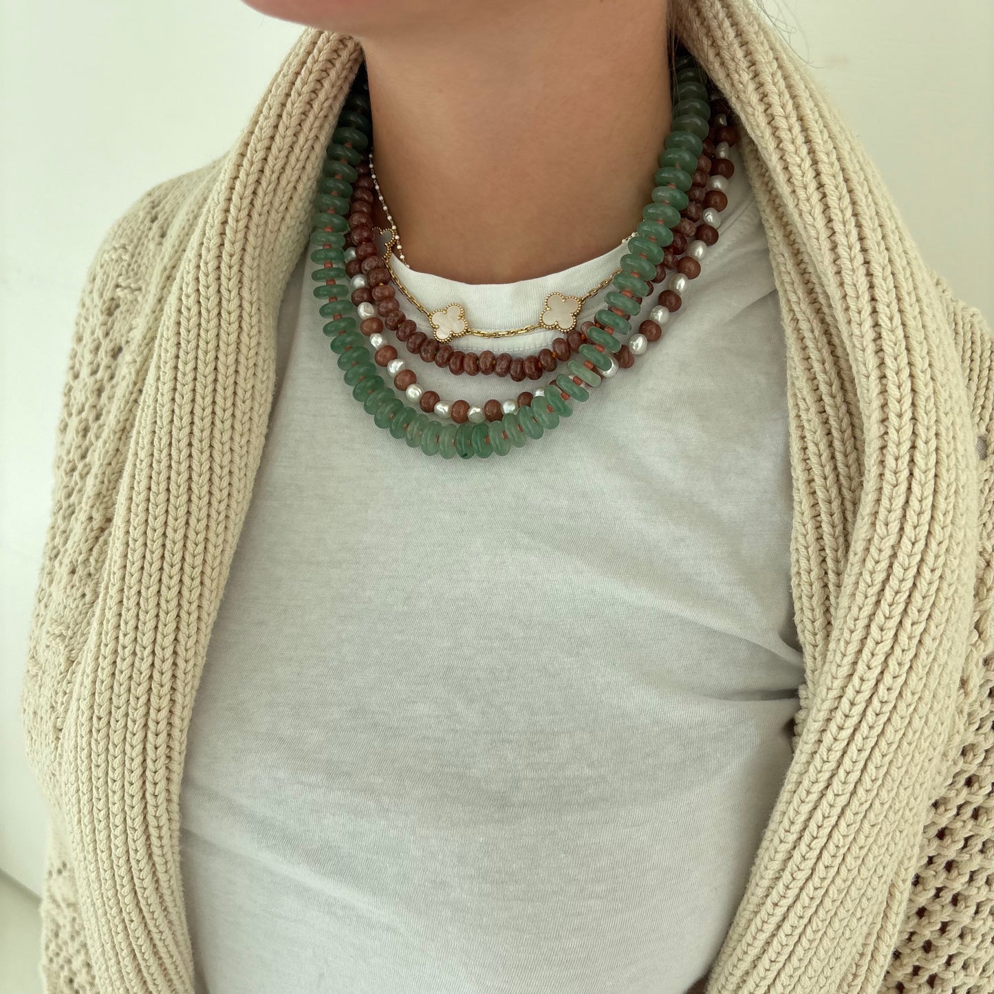 Sophia green glass stone necklace