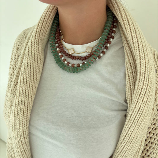 Sophia green glass stone necklace
