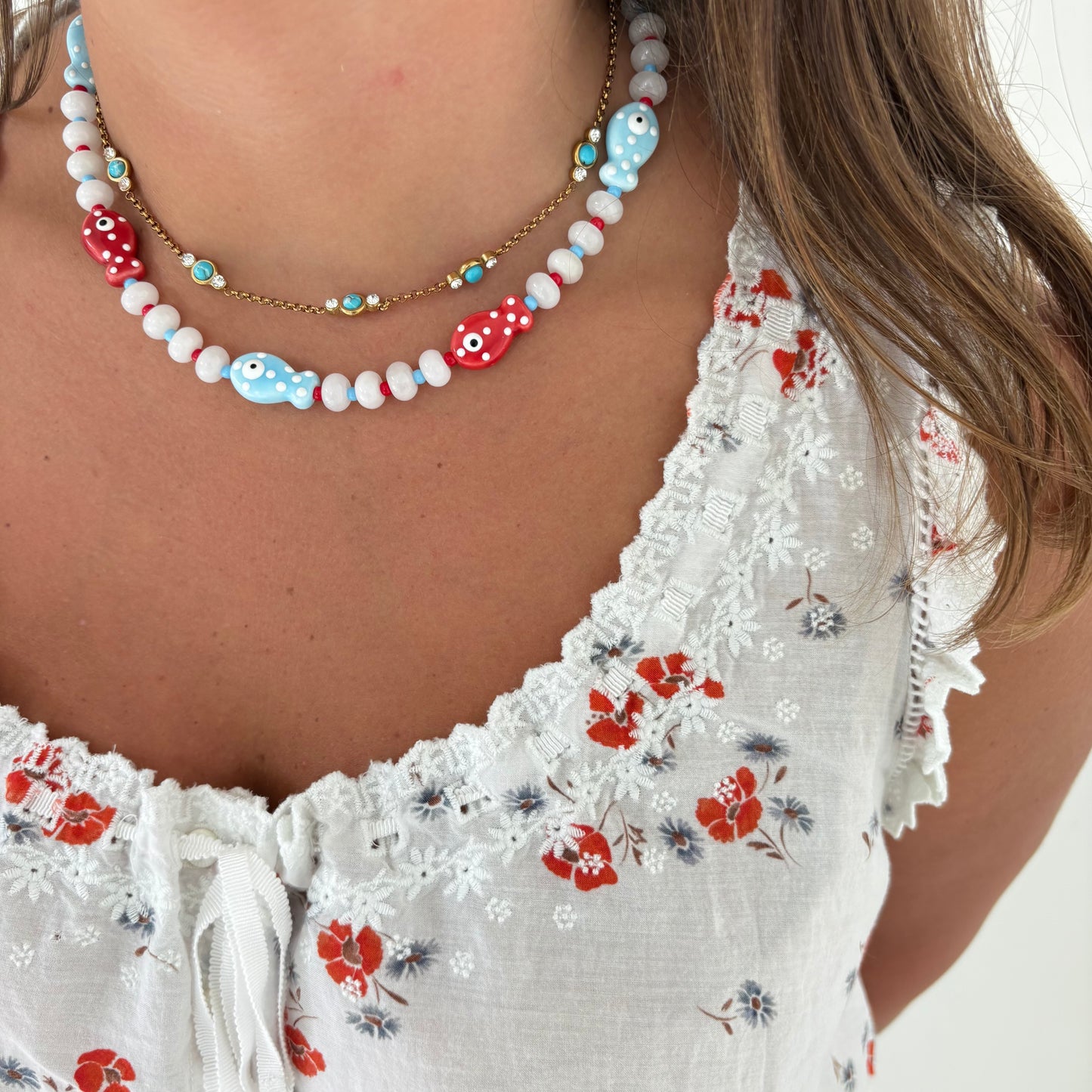 Ophelia turquoise dainty diamond necklace
