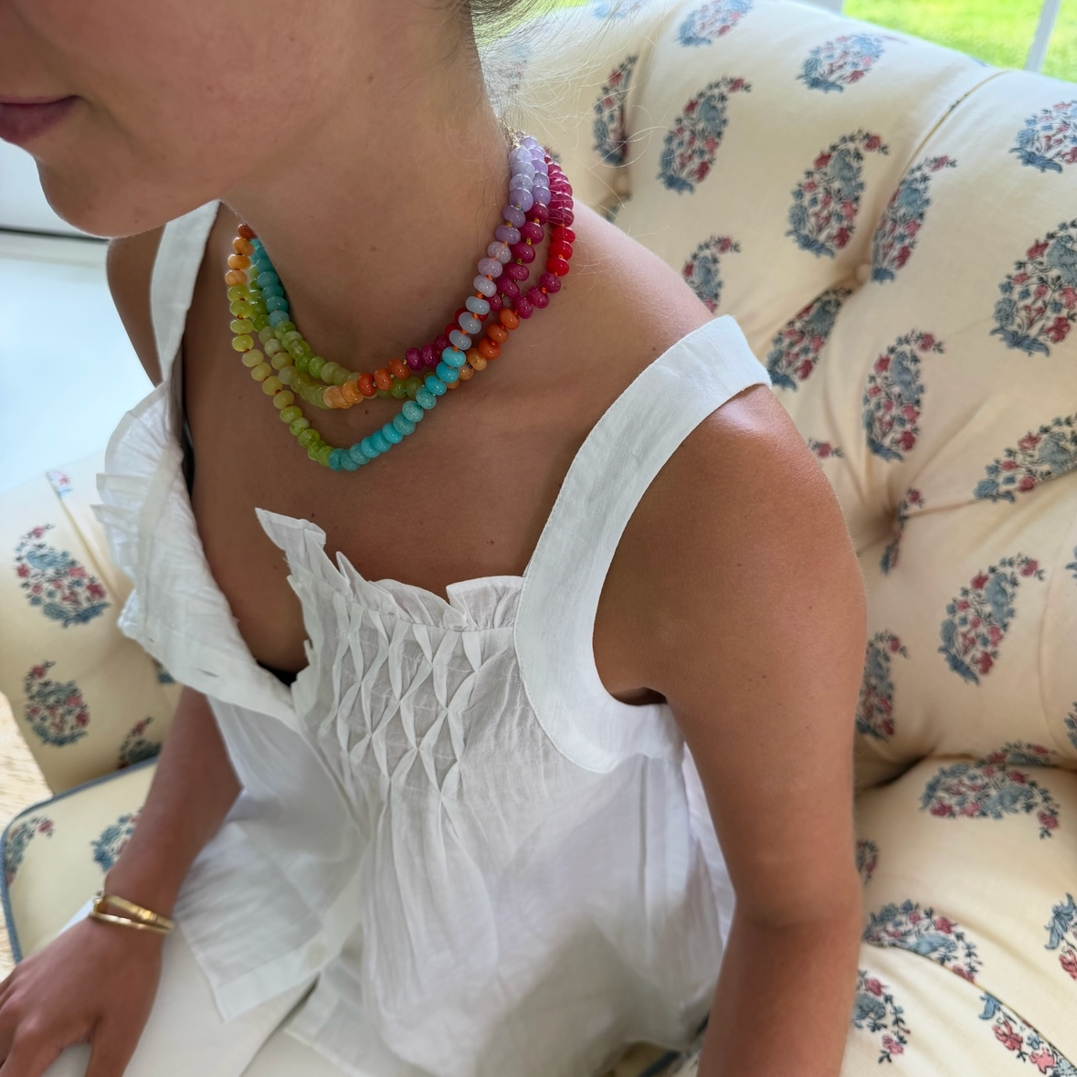 Confetti hand knotted necklace rainbow sold out - this is a preorder ships Aug 1