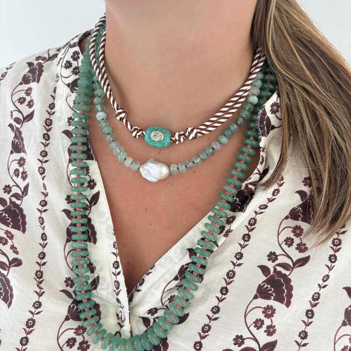 Eloise hand knotted genuine pearl necklace