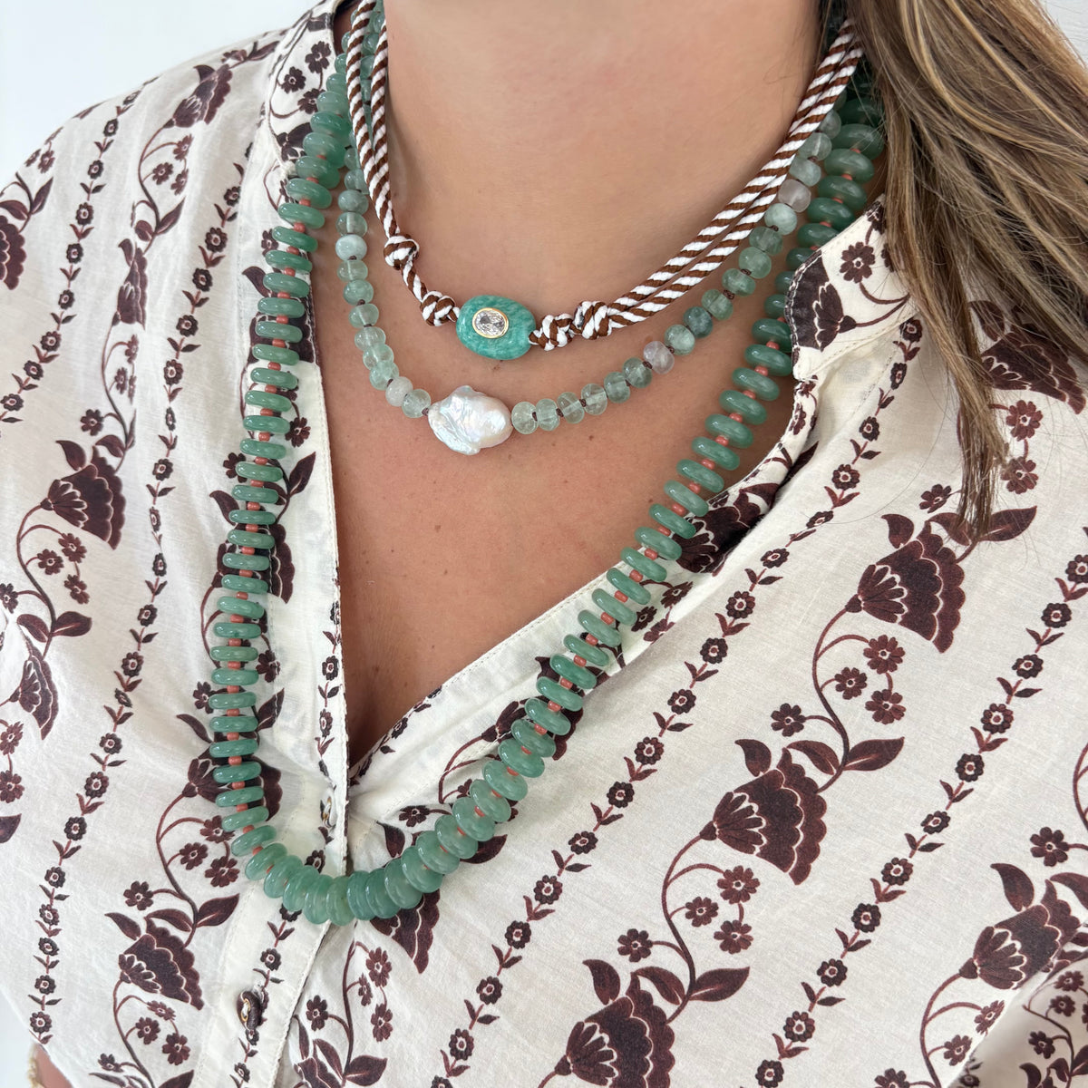 Eloise hand knotted genuine pearl necklace