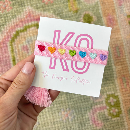 Happy hearts MINI SIZE ( ages 3-14) tassel bracelet