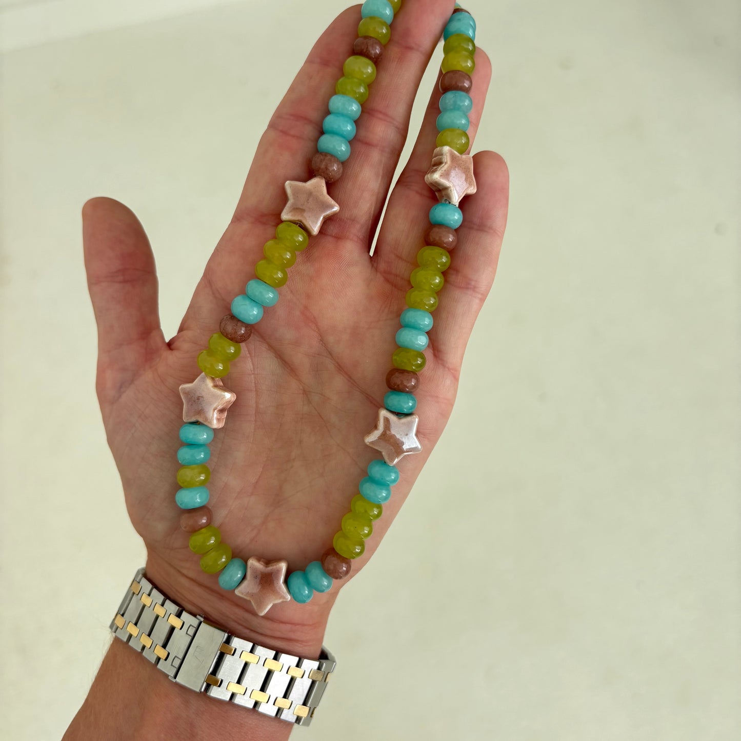Stella star necklace brown and blue