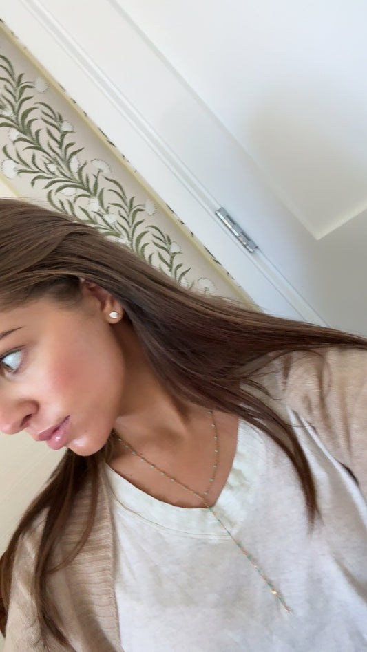 Eliza blue dainty lariat necklace