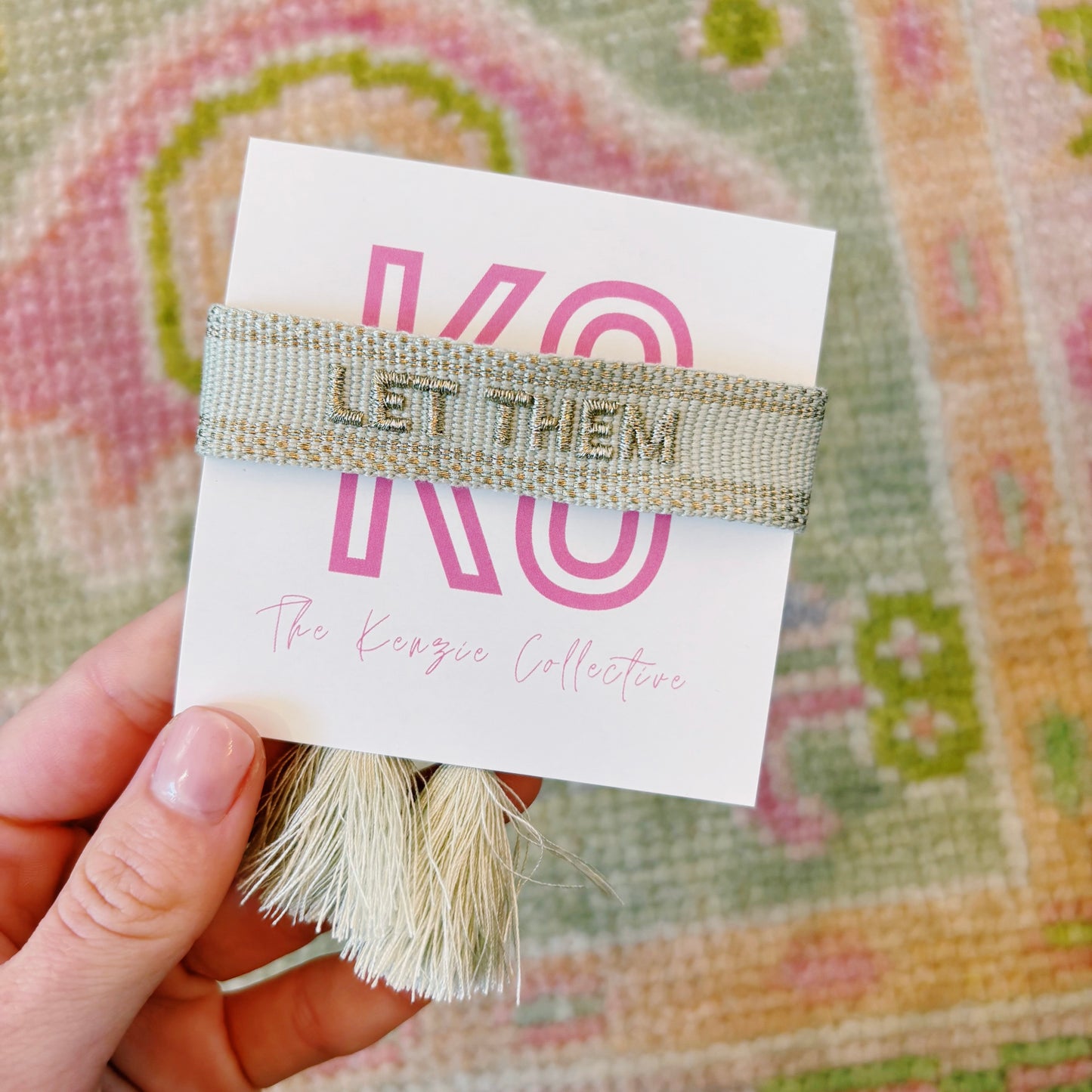 Let them embroidered tassel bracelet