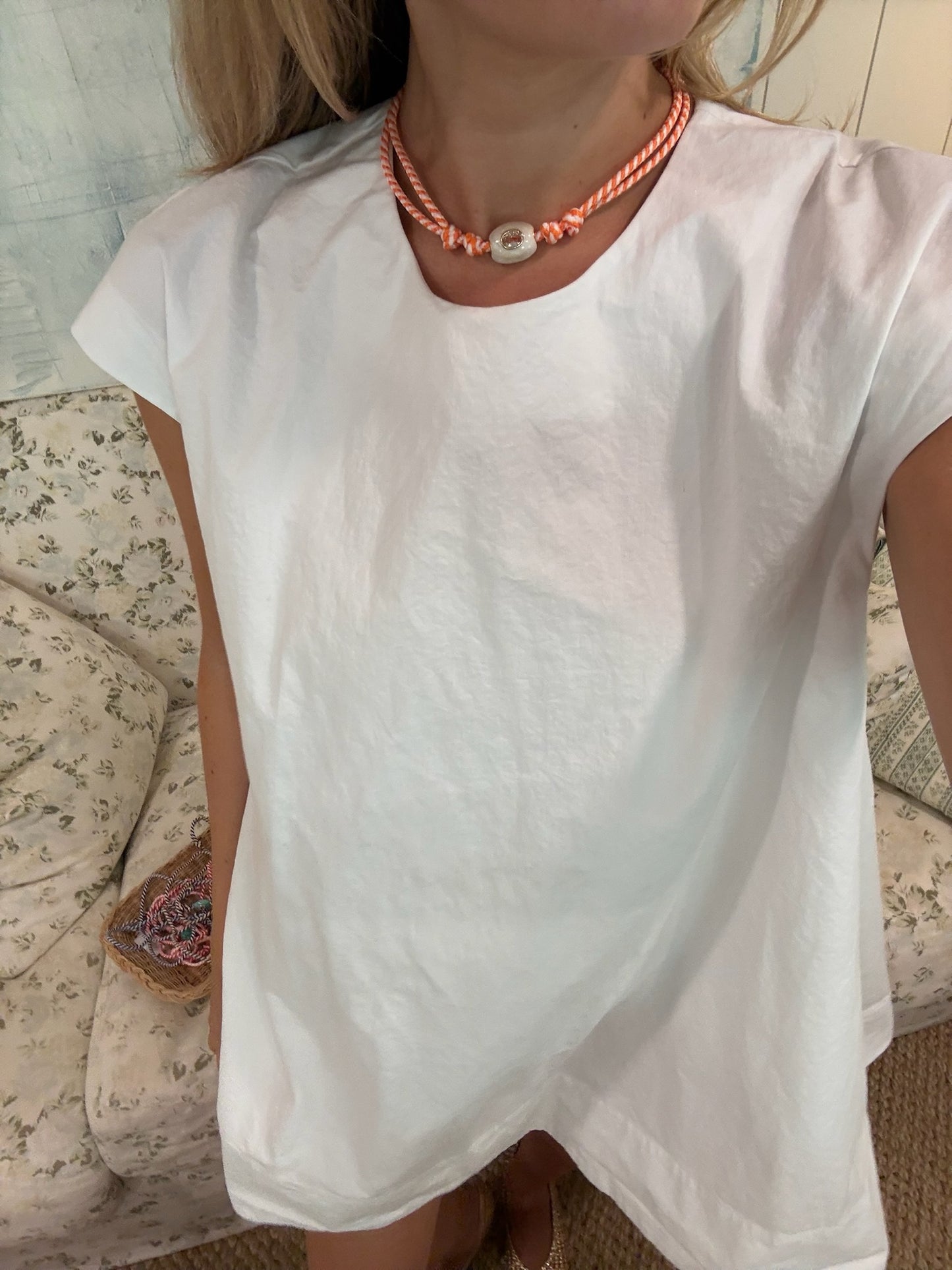 Orange stripe cord game day necklace