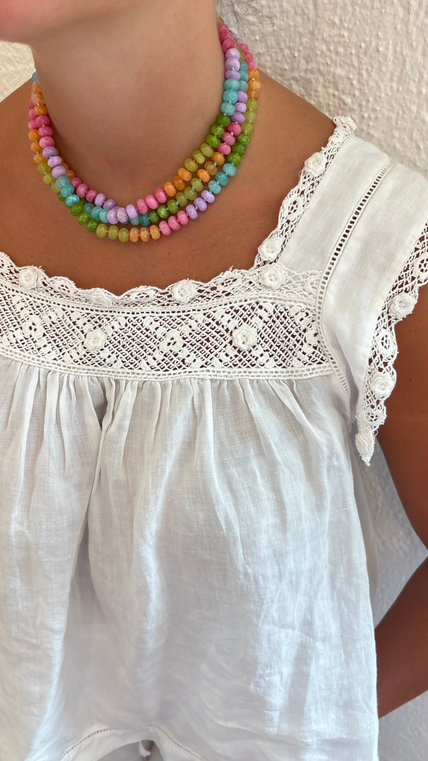 Lolly hand knotted stone necklace