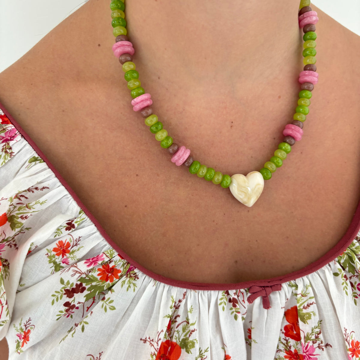 Hattie heart stone necklace