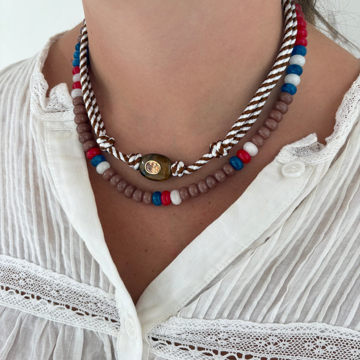 Brown and red stone necklace