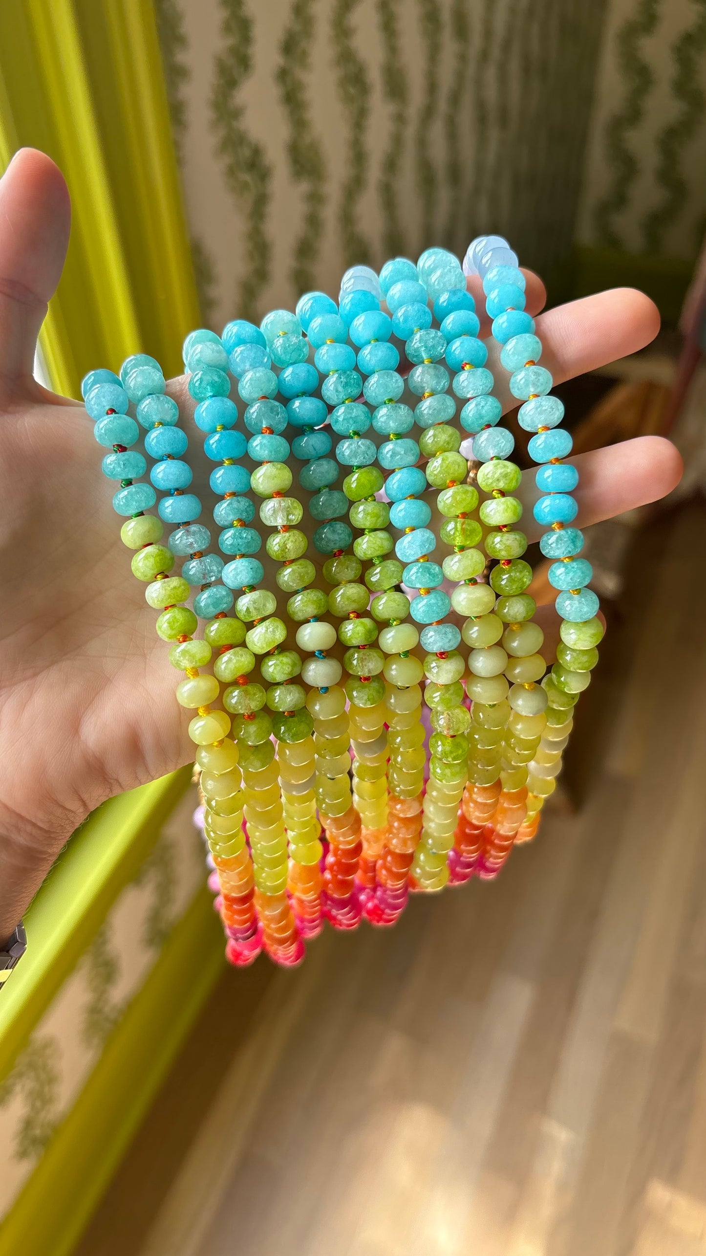 Confetti hand knotted necklace rainbow sold out - this is a preorder ships Aug 1