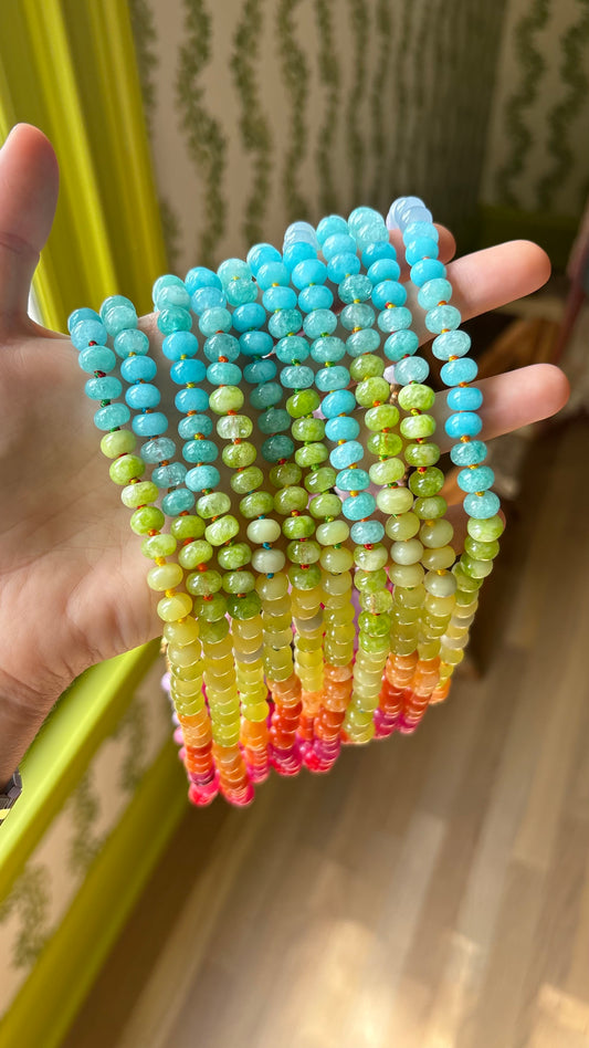 Confetti cloud hand knotted stone necklace