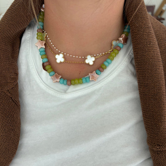 Stella star necklace brown and blue