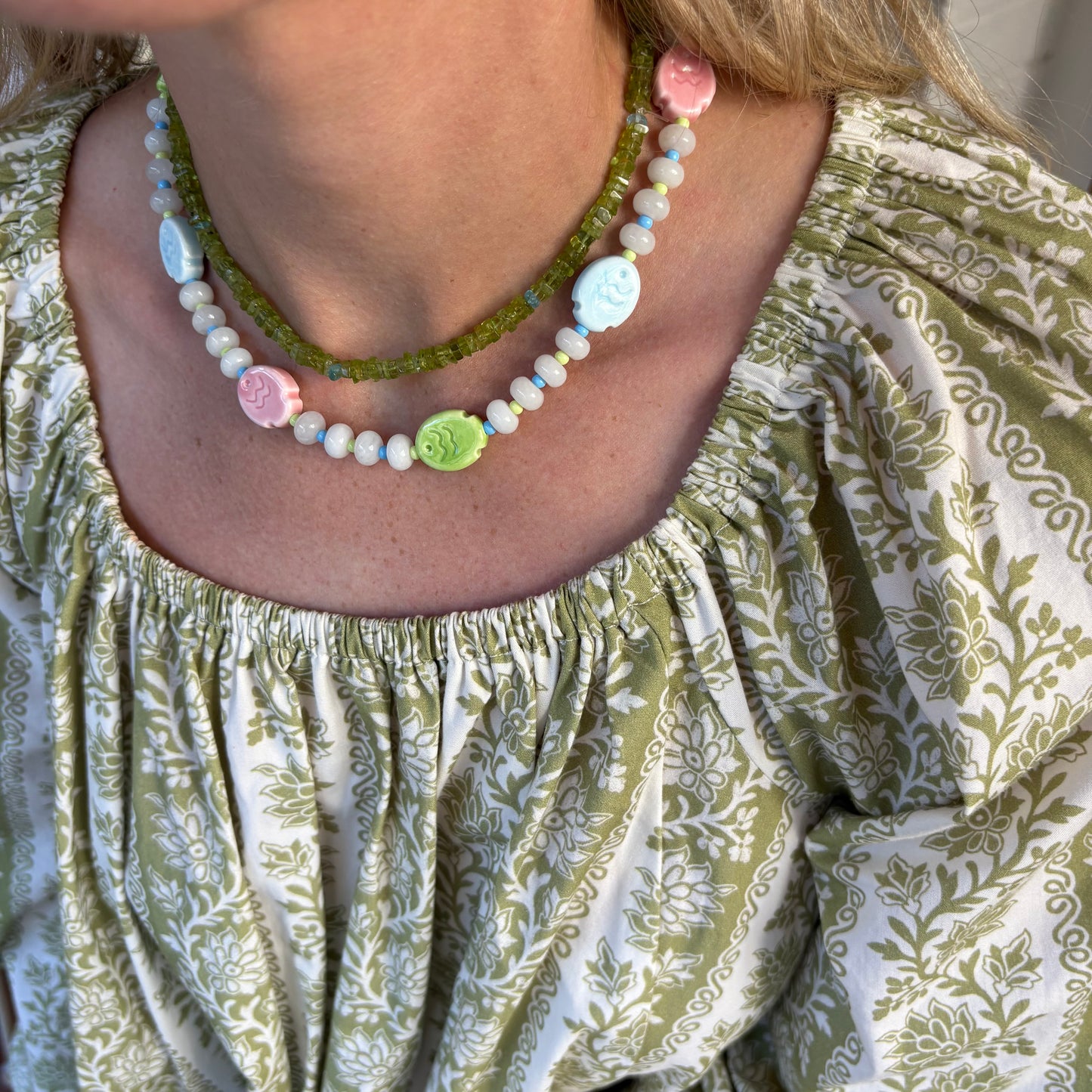 Poppy pastel fish necklace
