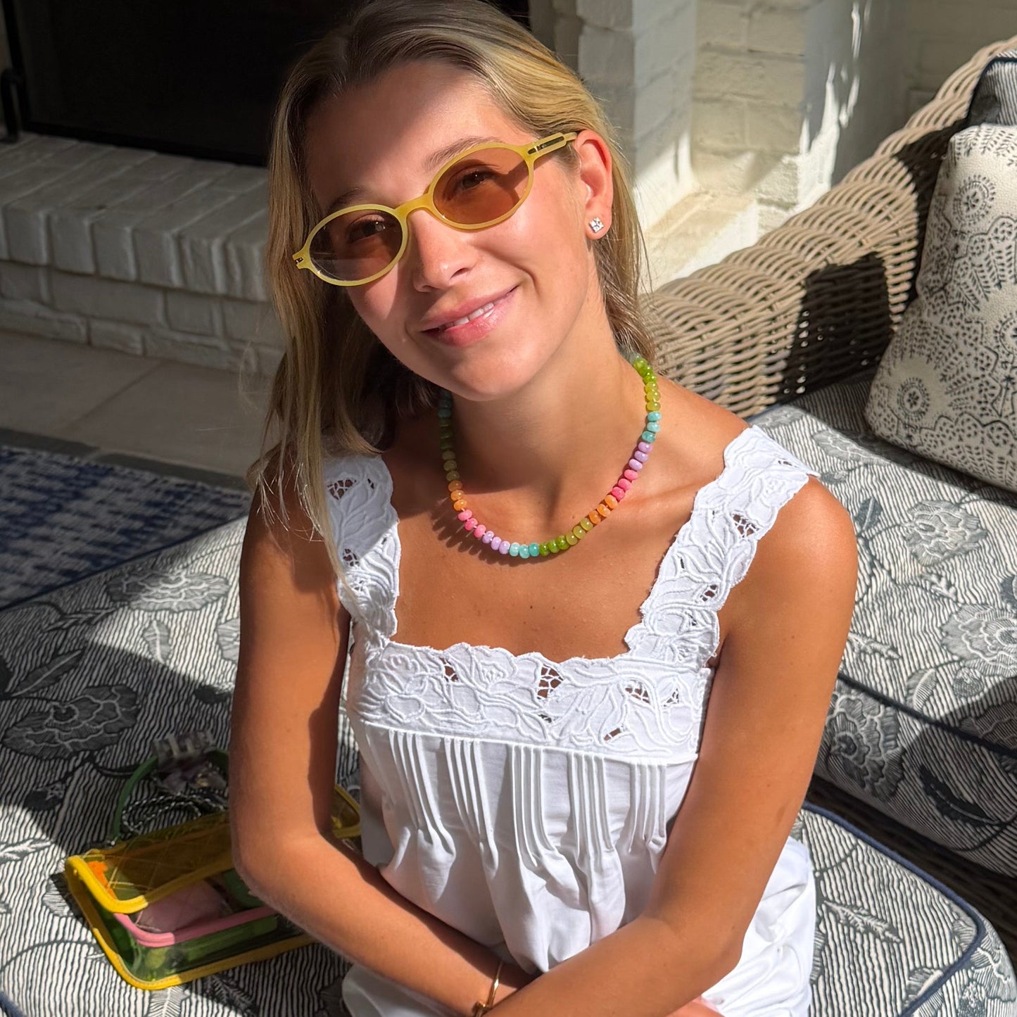 Lolly hand knotted stone necklace