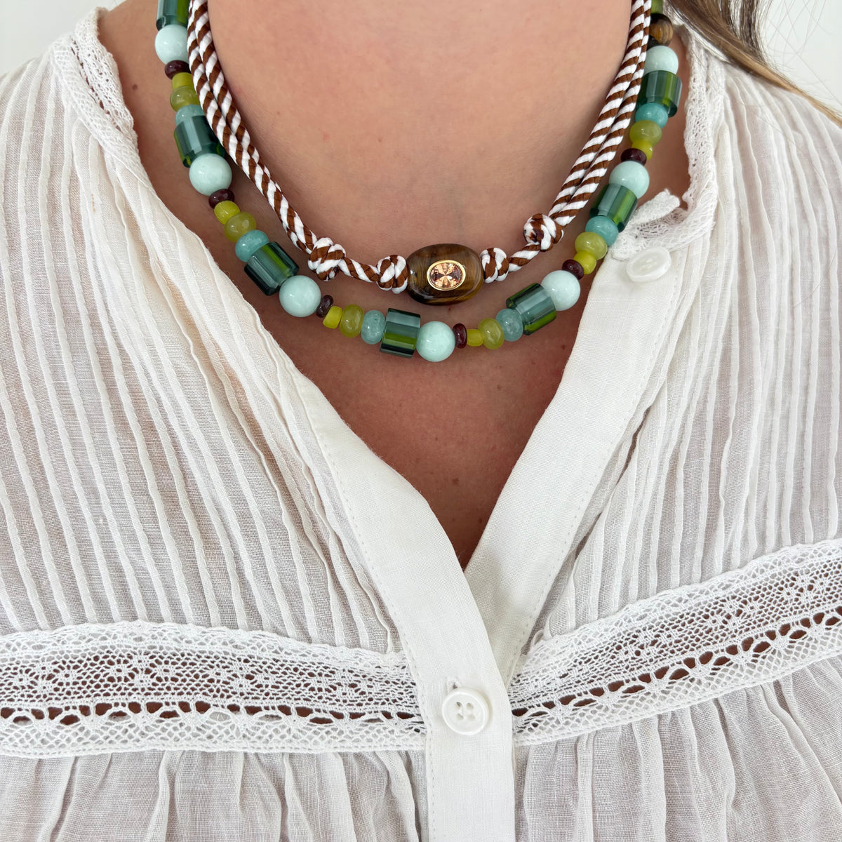 Rosemary blue and green necklace