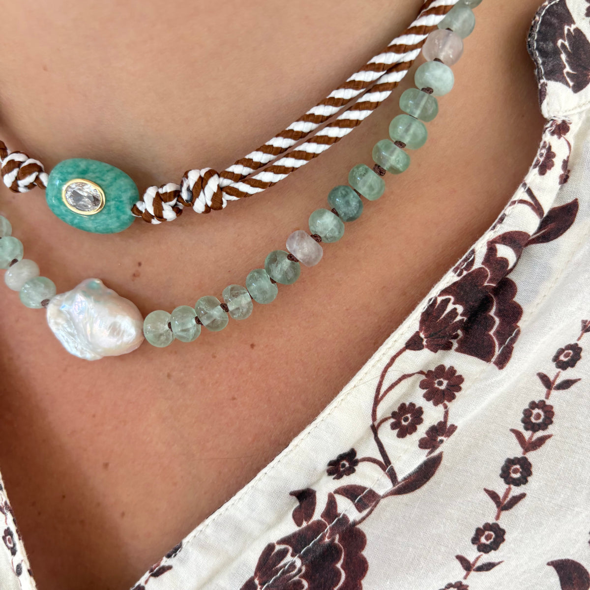 Eloise hand knotted genuine pearl necklace