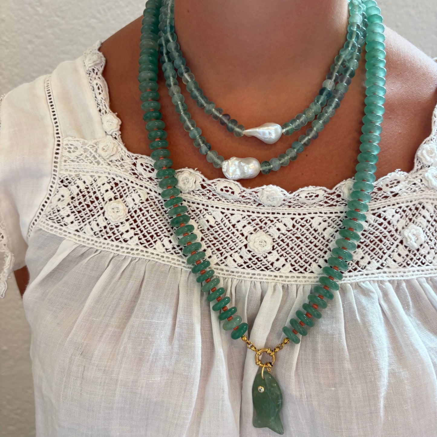 Eloise hand knotted genuine pearl necklace