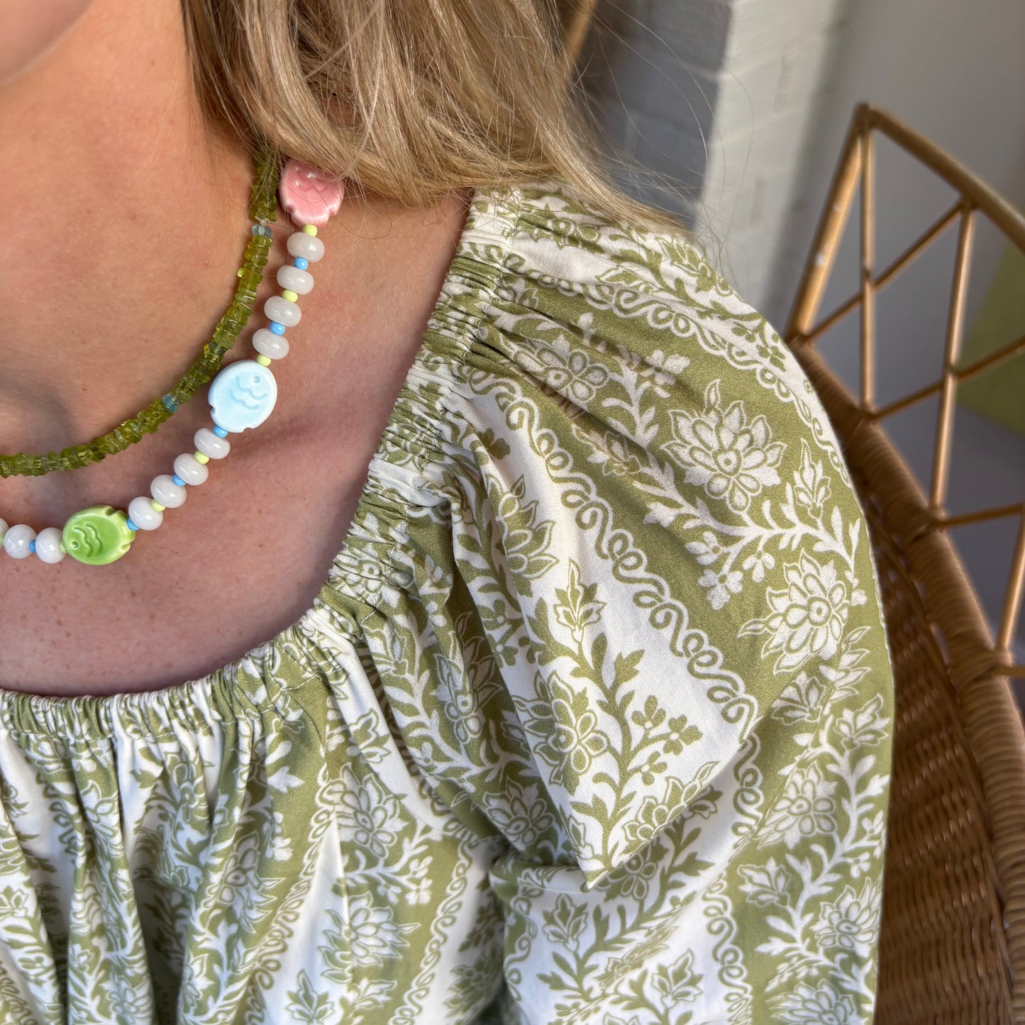 Poppy pastel fish necklace