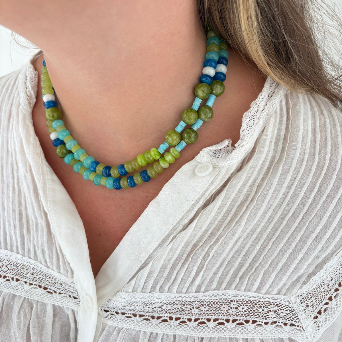 Leila green and blue stone necklace