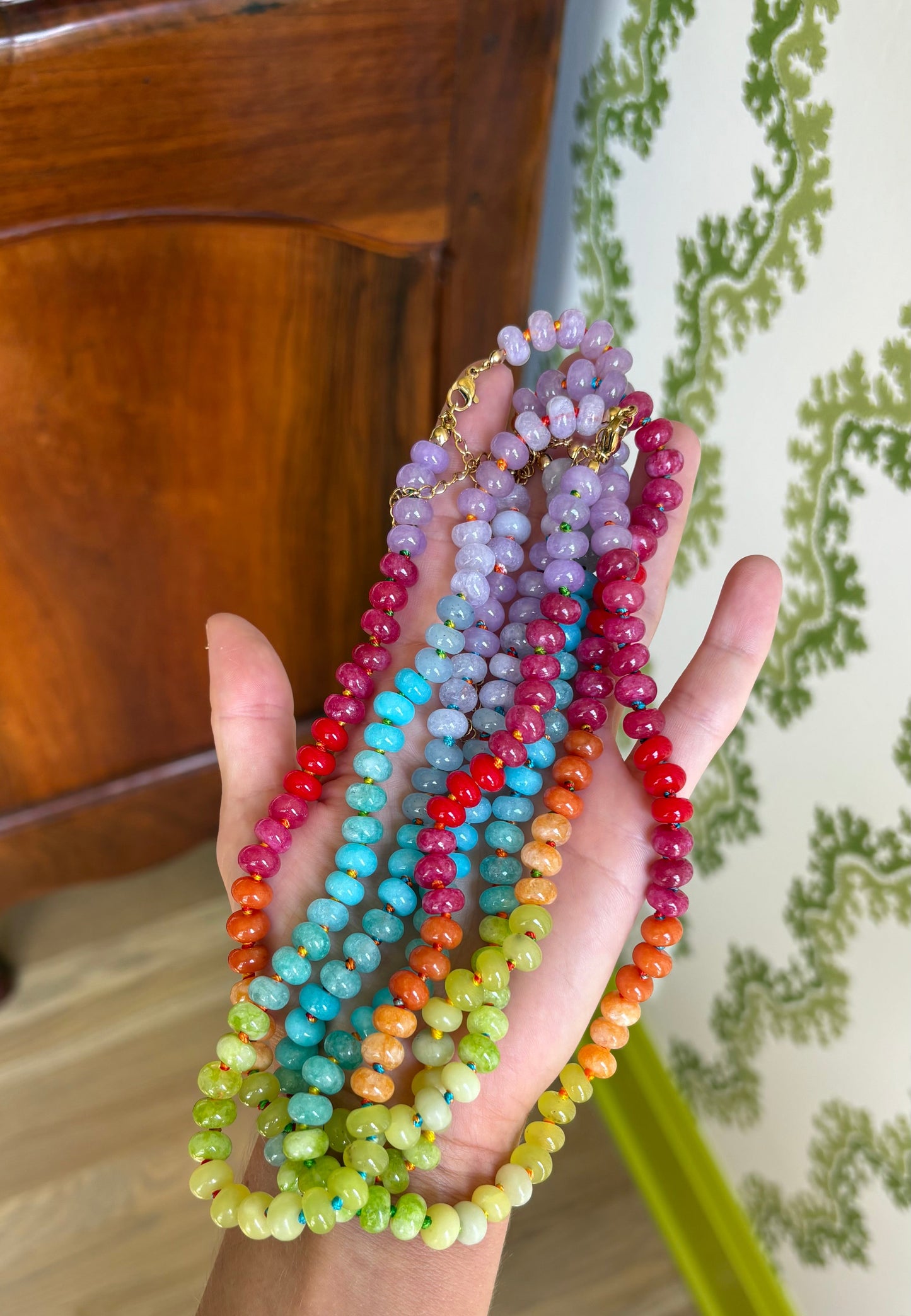 Confetti hand knotted necklace rainbow sold out - this is a preorder ships Aug 1