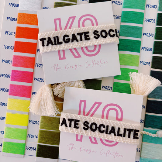 Tailgate socialite embroidered tassel bracelet game day