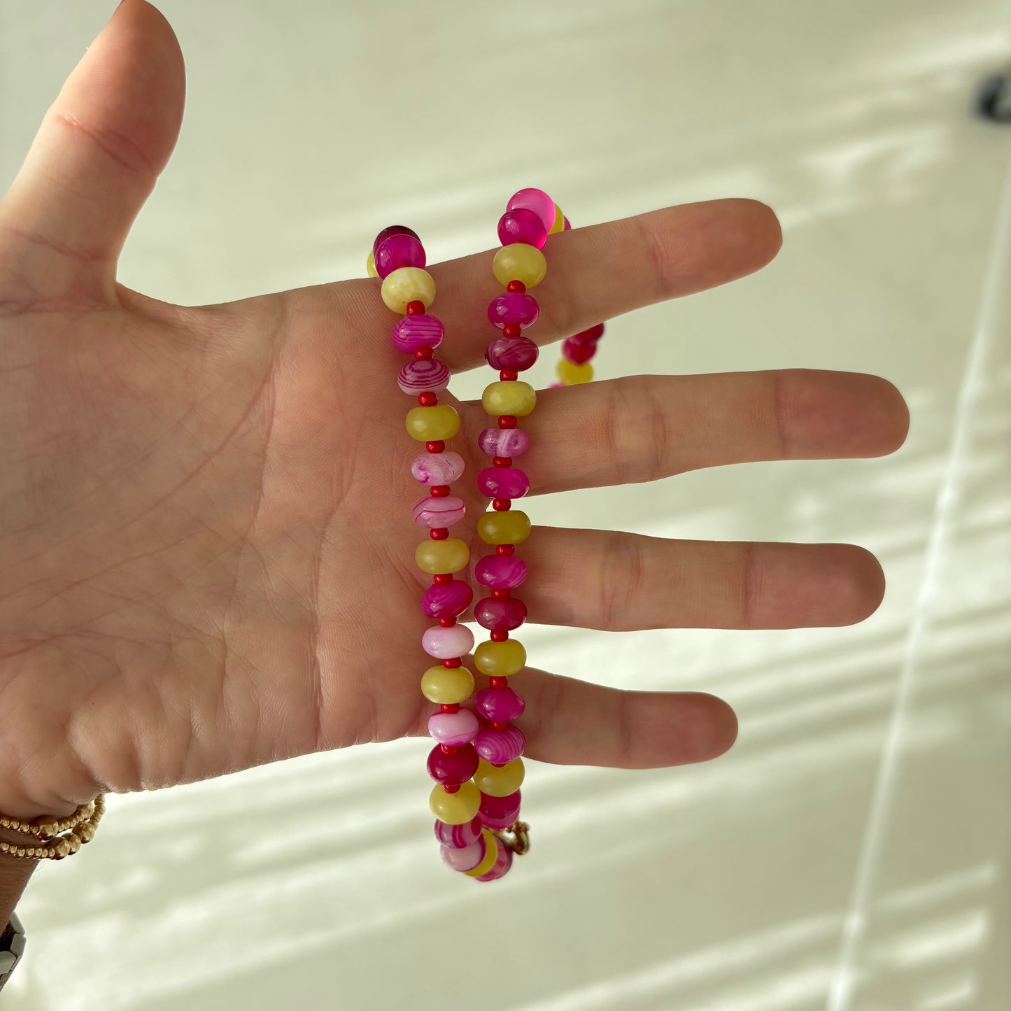 Holly bracelet red, pink & chartreuse stones