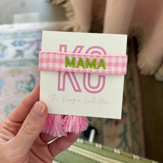 Mama embroidered tassel bracelet