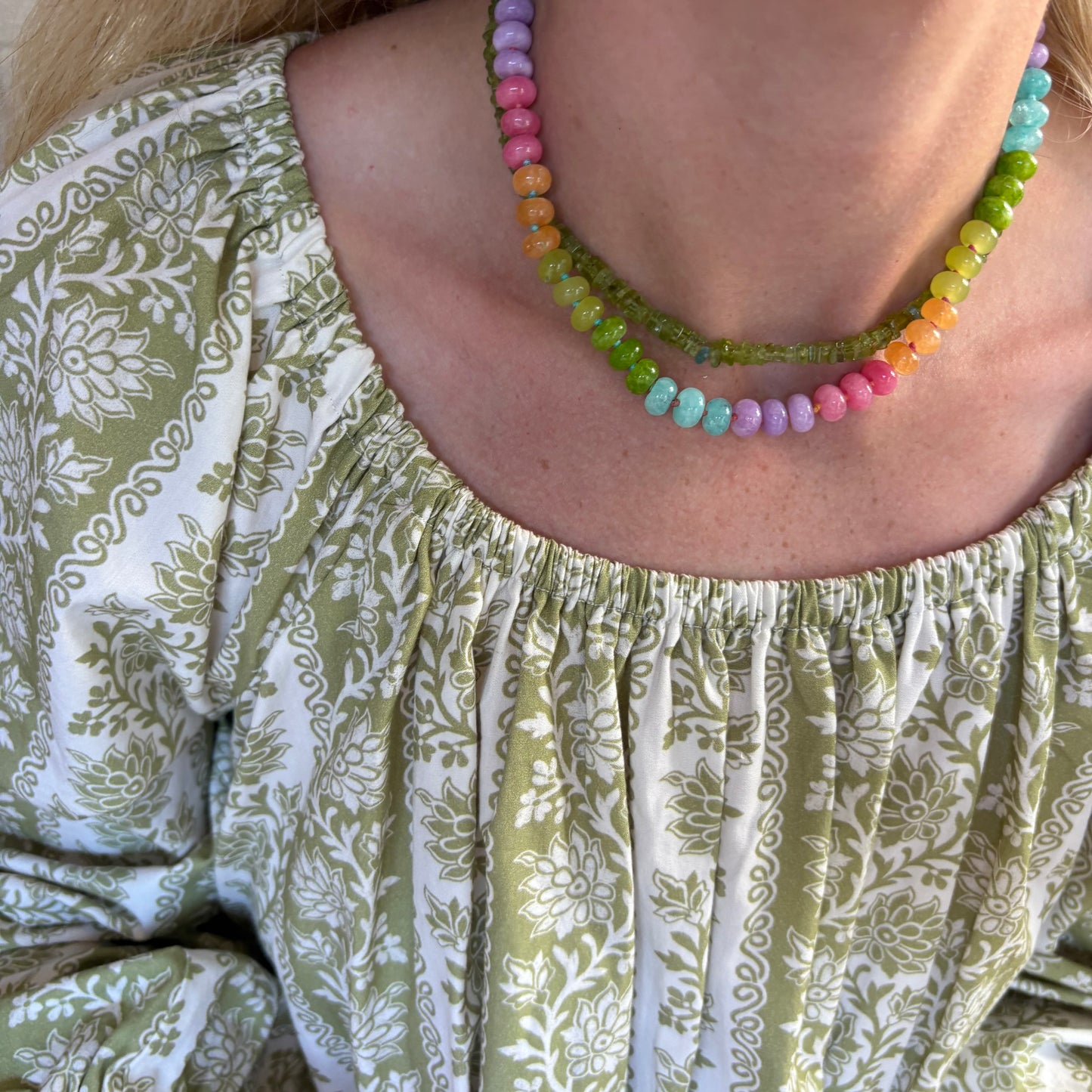 Lolly hand knotted stone necklace