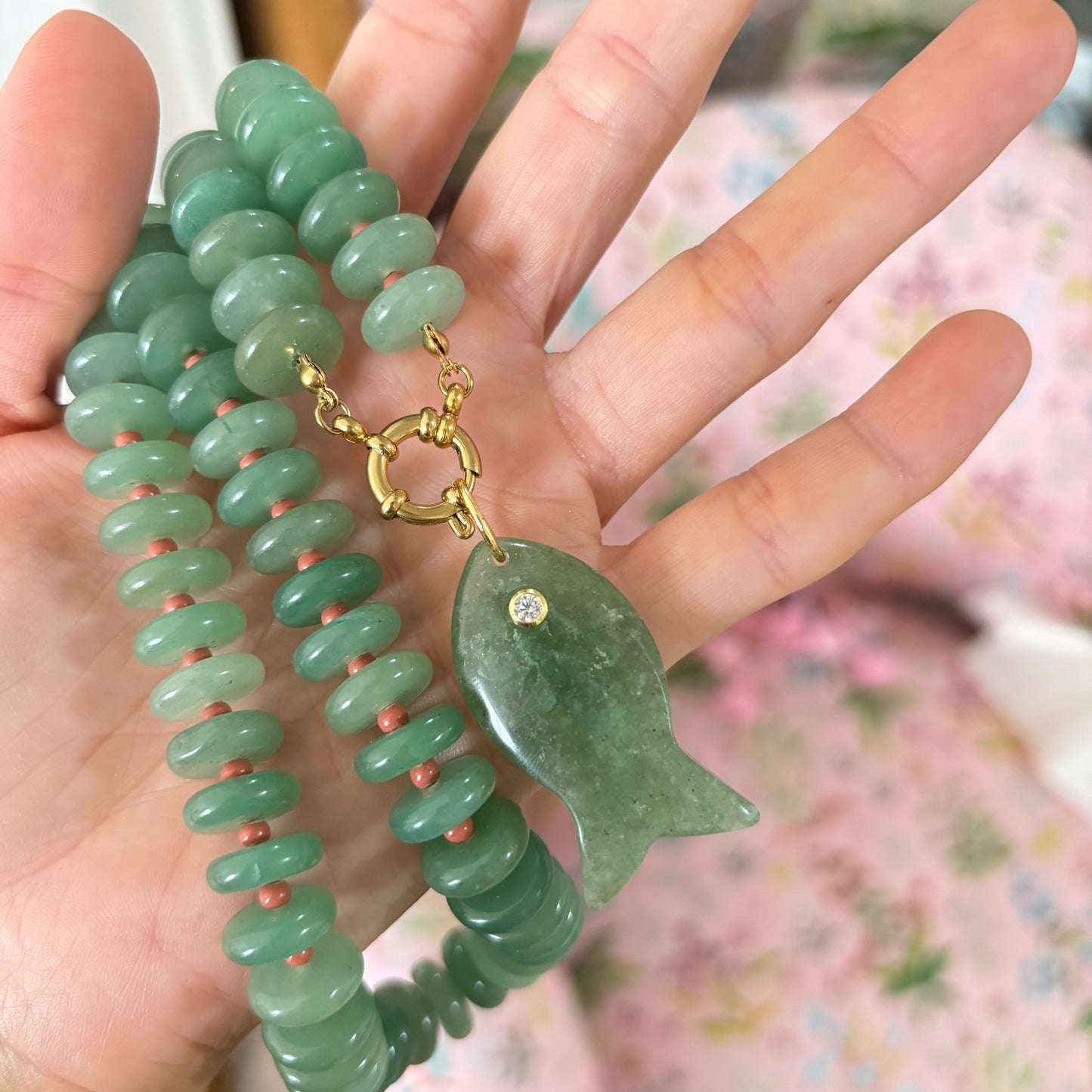 Catch of the day long necklace green fish sold out this is a preorder ships JUNE 15