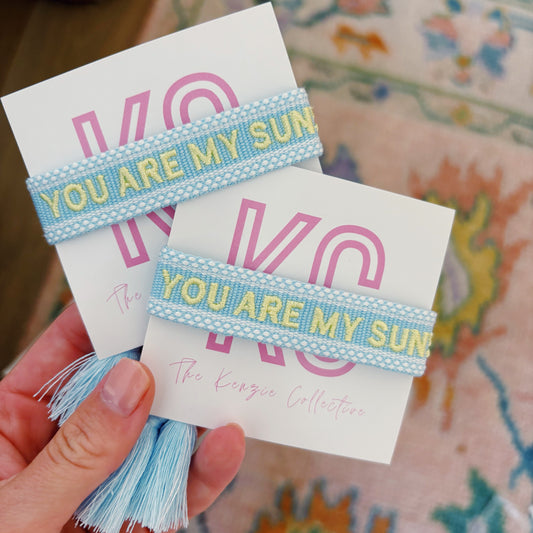 You are my sunshine embroidered tassel bracelet