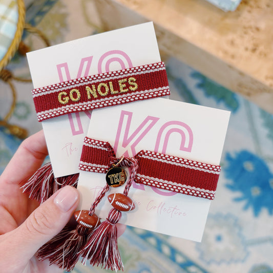 Go Noles embroidered tassel bracelet