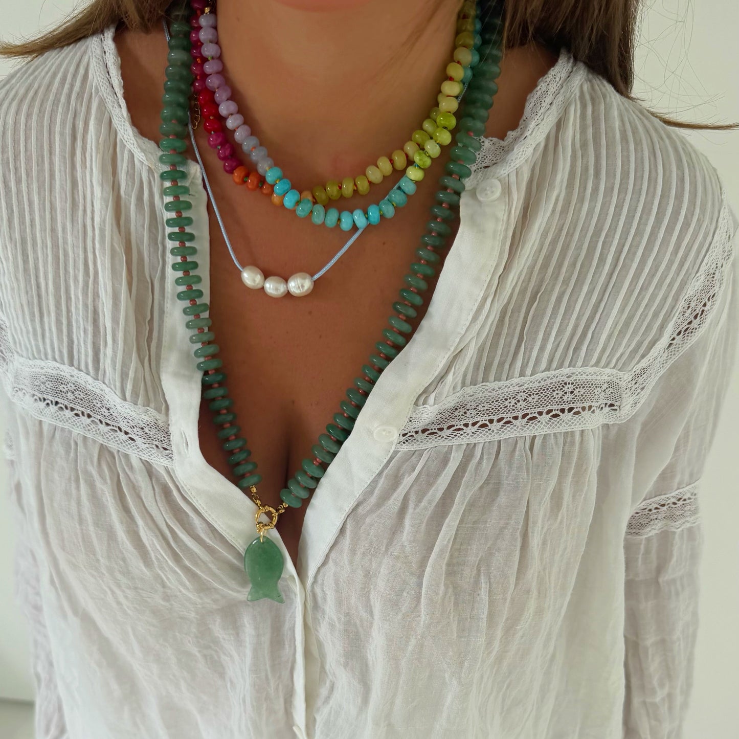 Confetti hand knotted necklace rainbow sold out - this is a preorder ships Aug 1