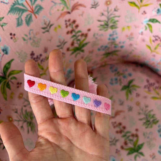 Happy hearts embroidered tassel bracelet KID SIZE