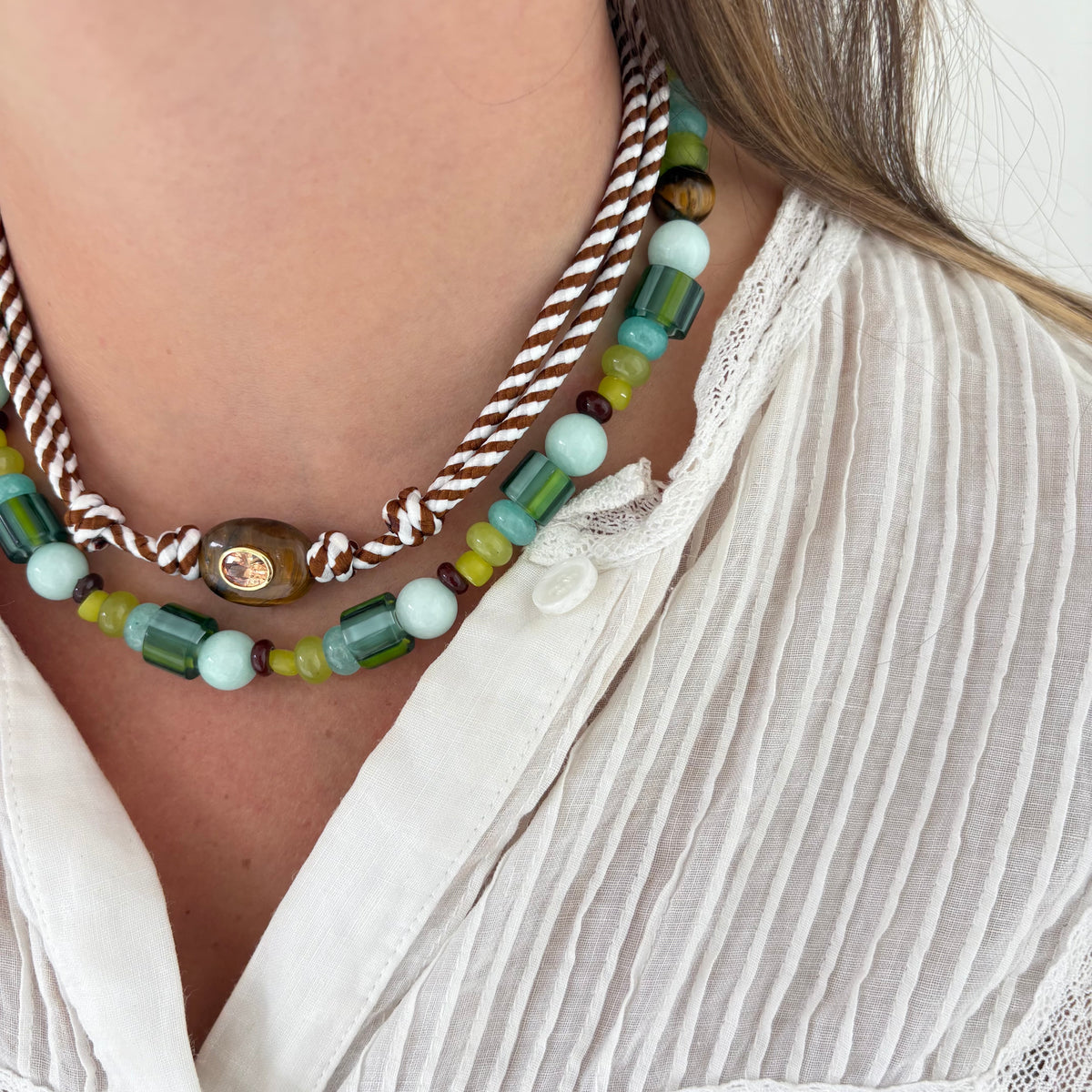 Rosemary blue and green necklace