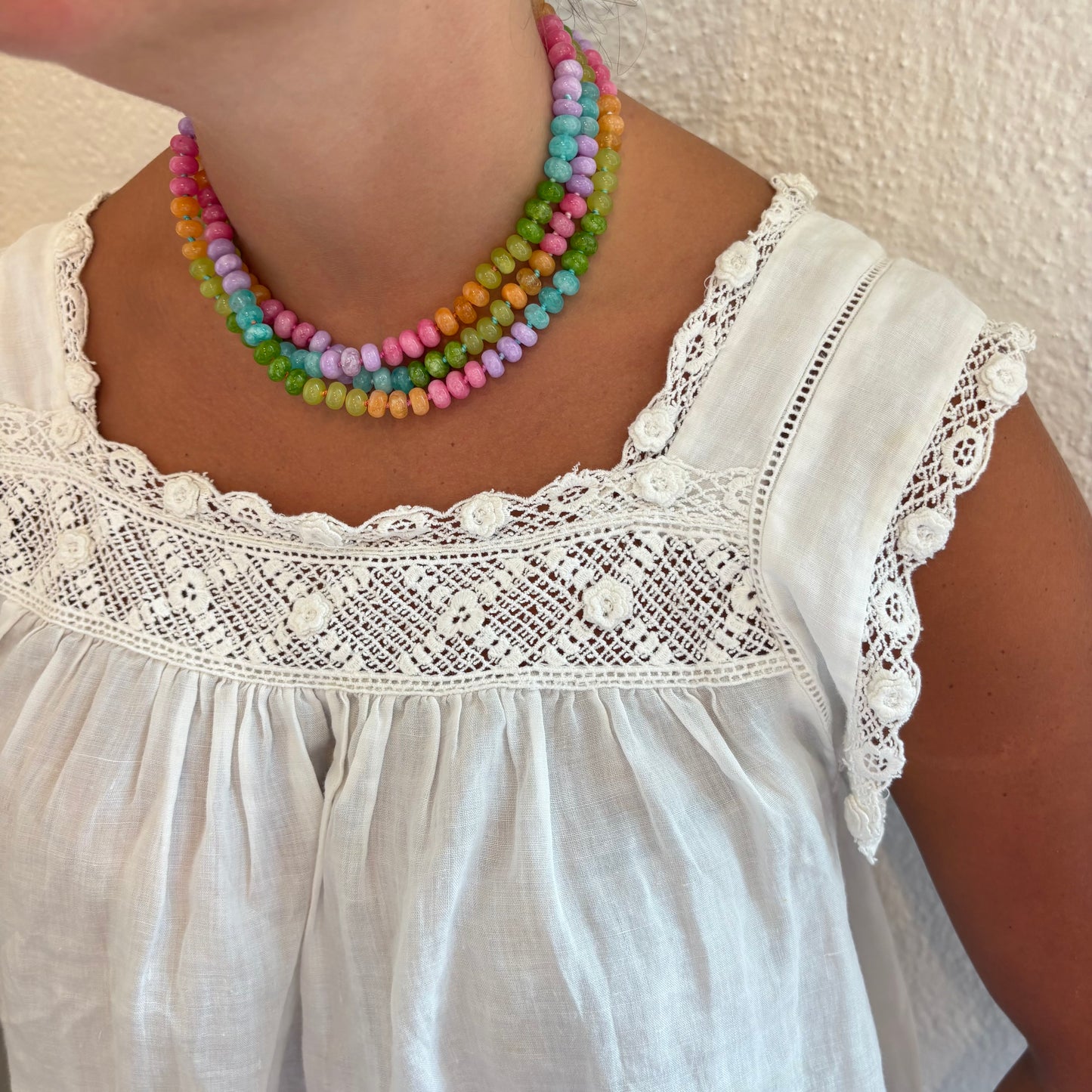 Lolly hand knotted stone necklace