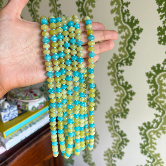 Millie chartreuse and blue stone necklace