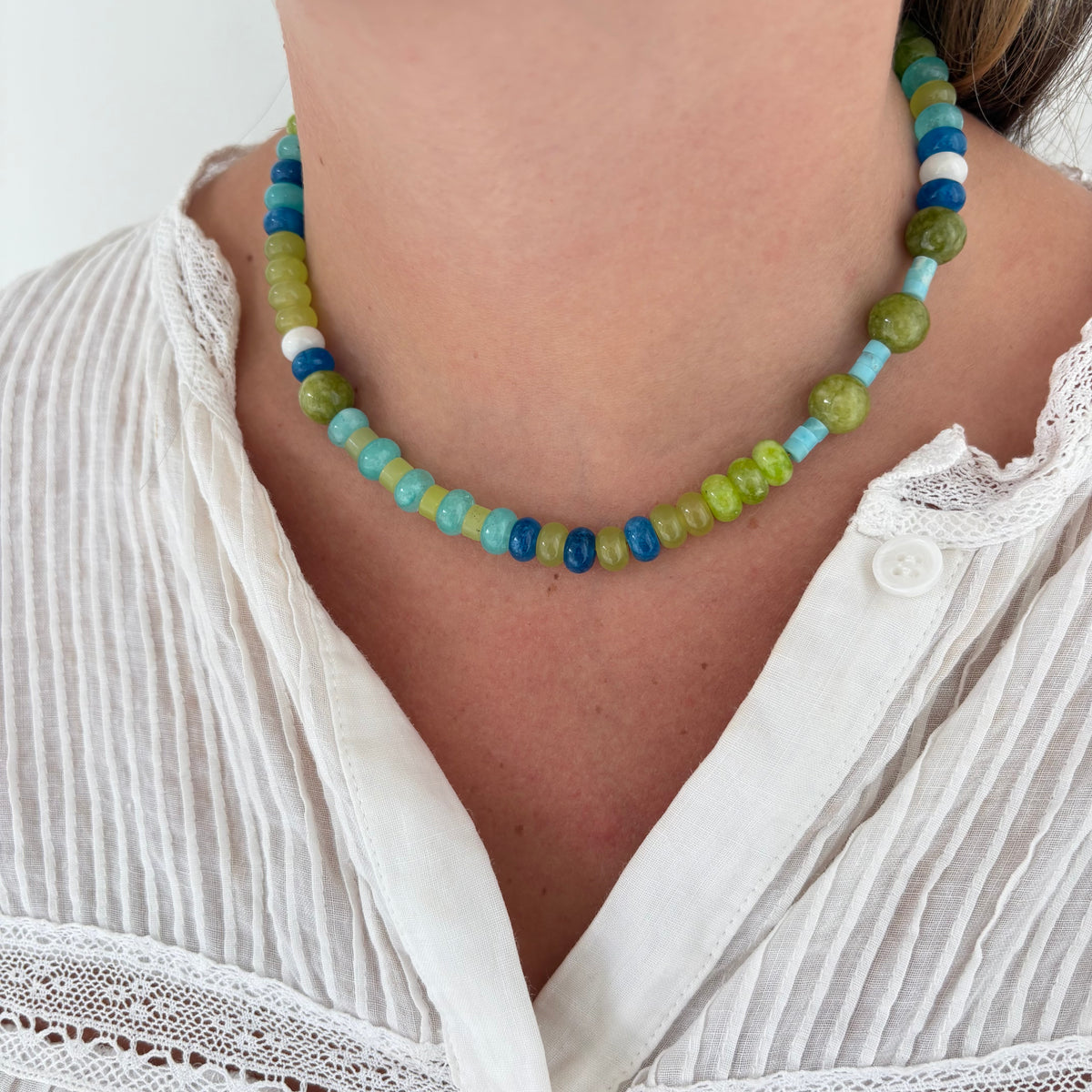 Leila green and blue stone necklace