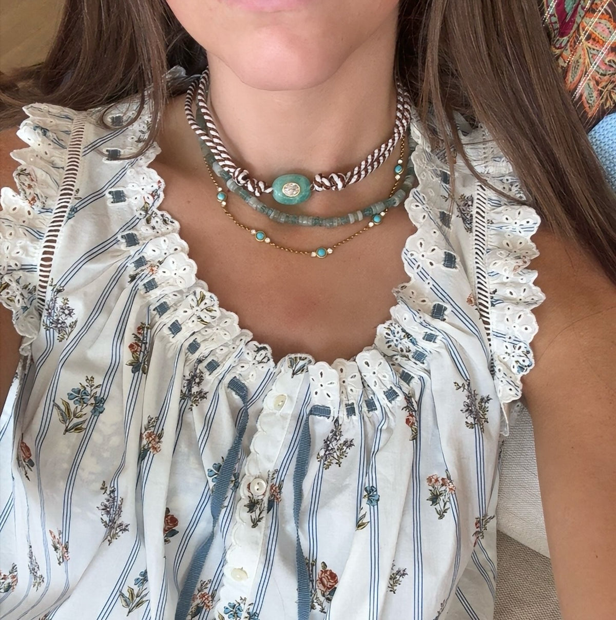 Ophelia turquoise dainty diamond necklace sold out this is a preorder ships October 28