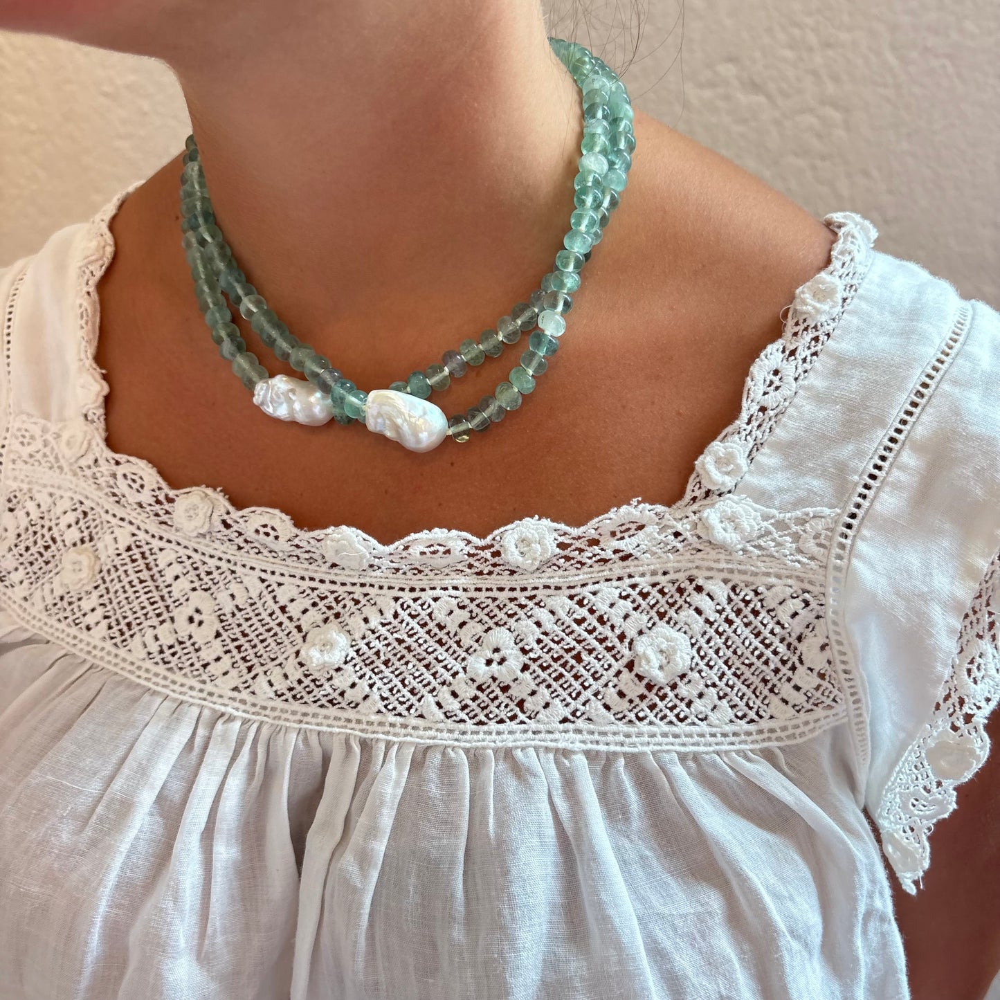 Eloise hand knotted genuine pearl necklace