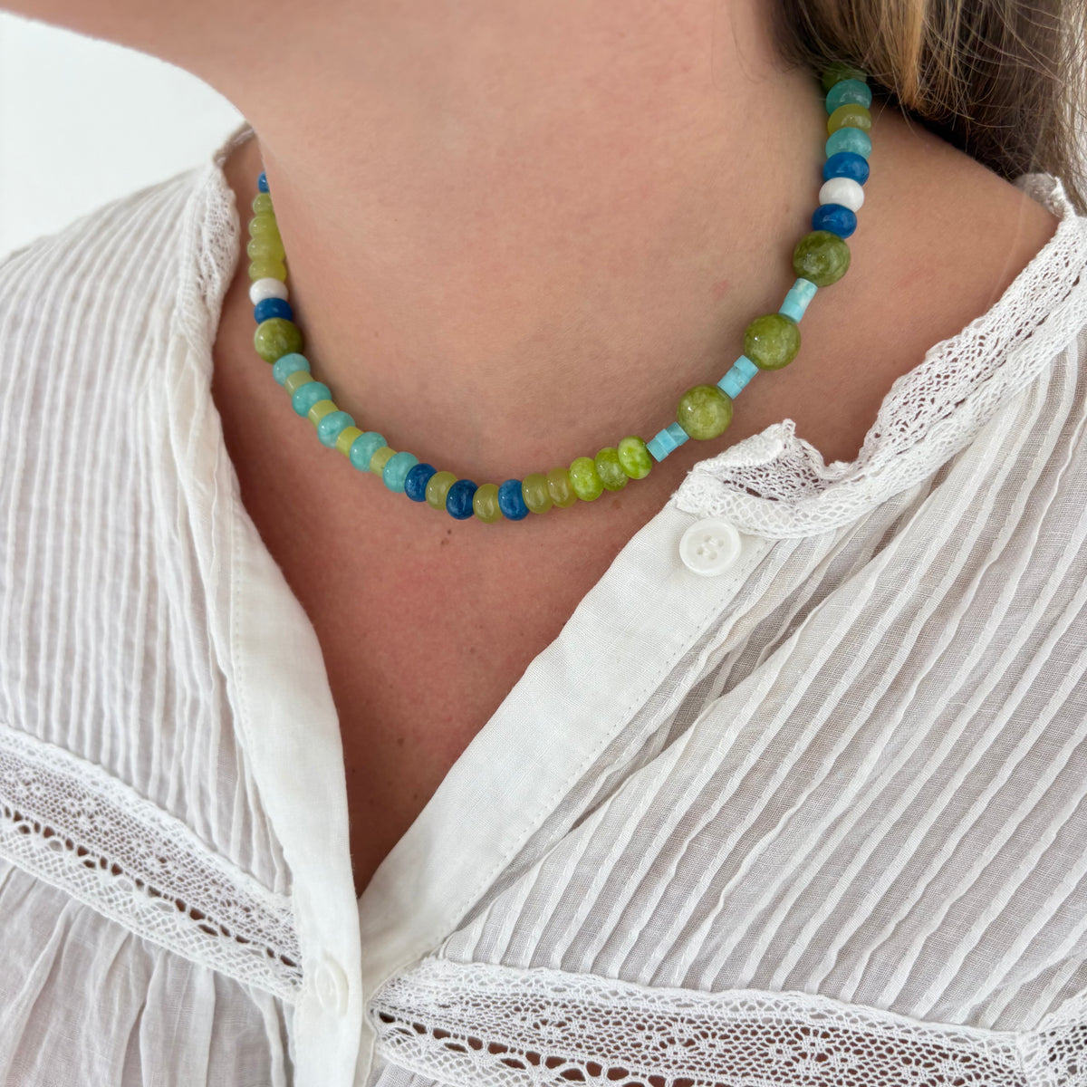 Leila green and blue stone necklace
