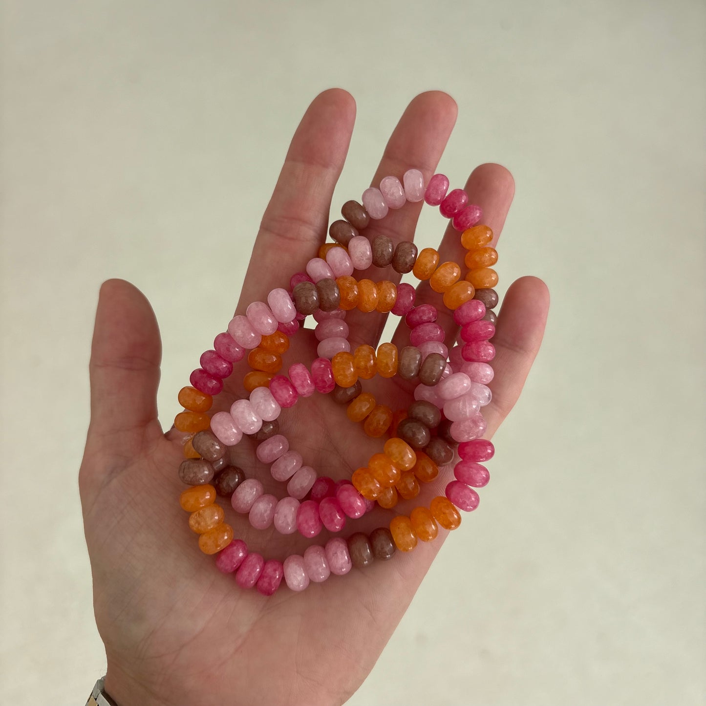 Lulu stone bracelet brown pink and orange