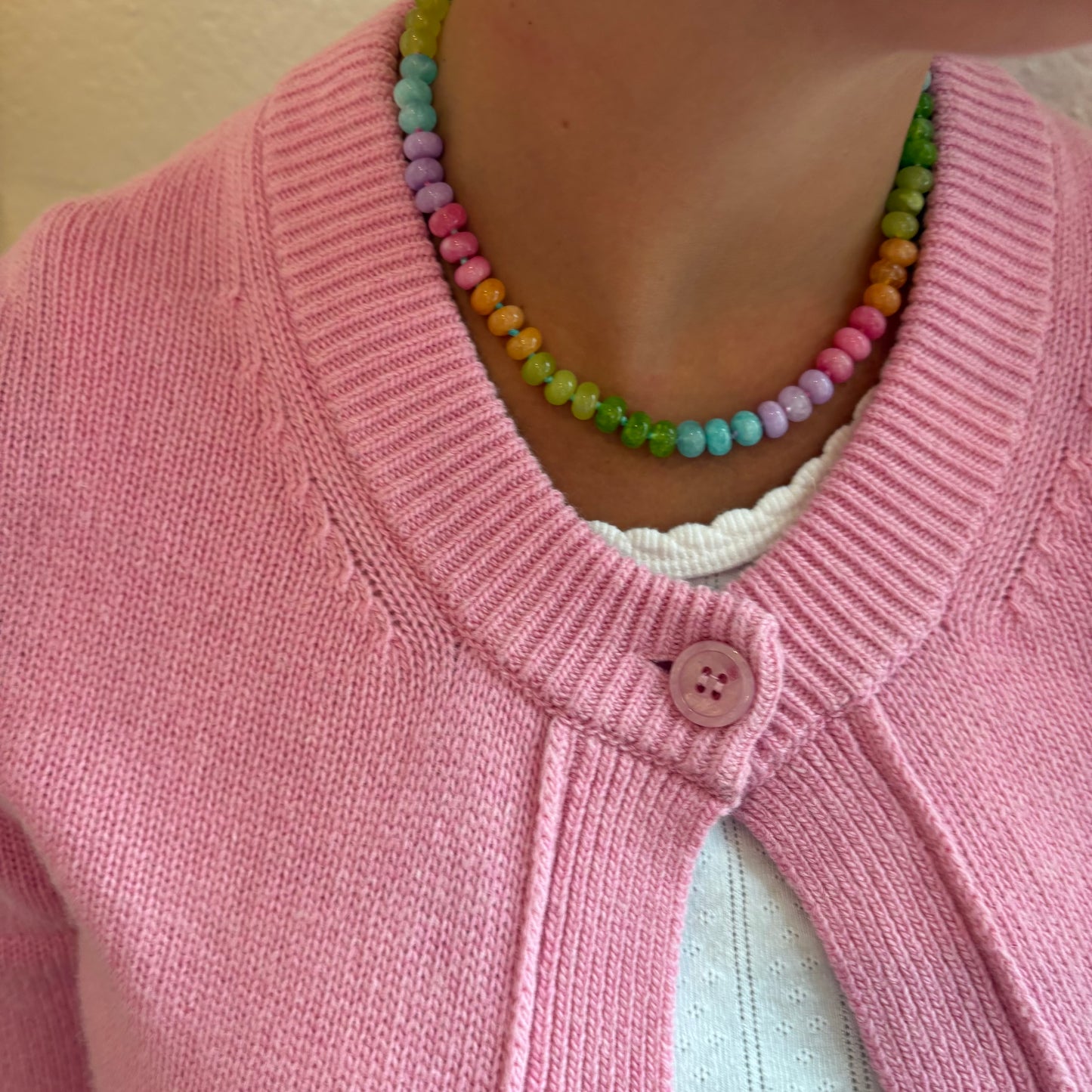 Lolly hand knotted stone necklace