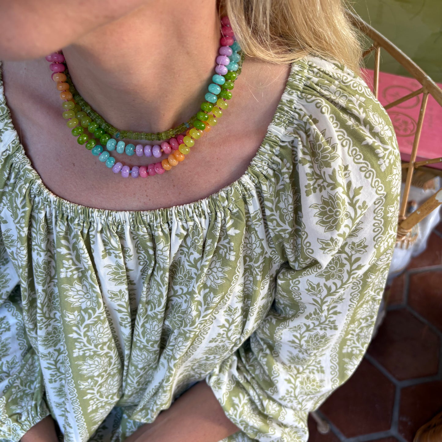 Lolly hand knotted stone necklace