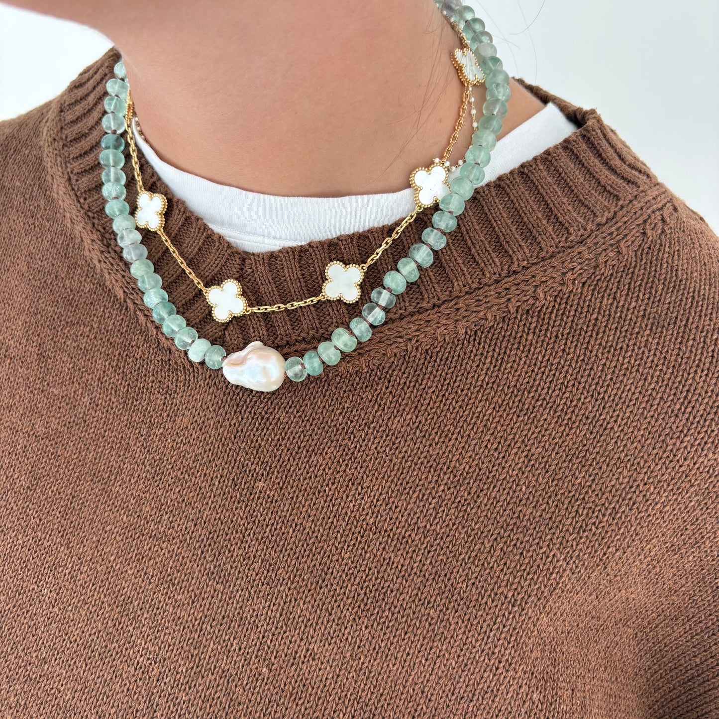 Eloise hand knotted genuine pearl necklace