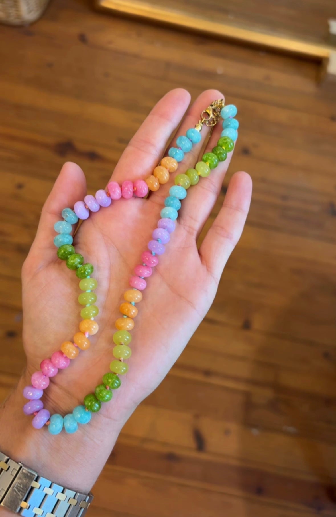 Lolly hand knotted stone necklace