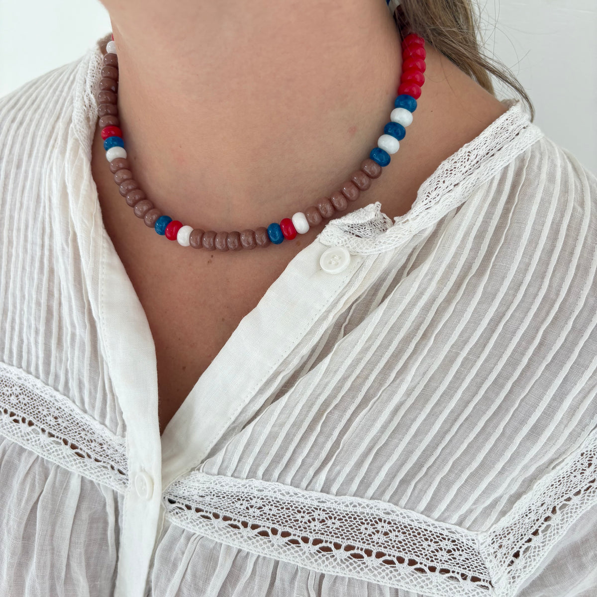 Brown and red stone necklace