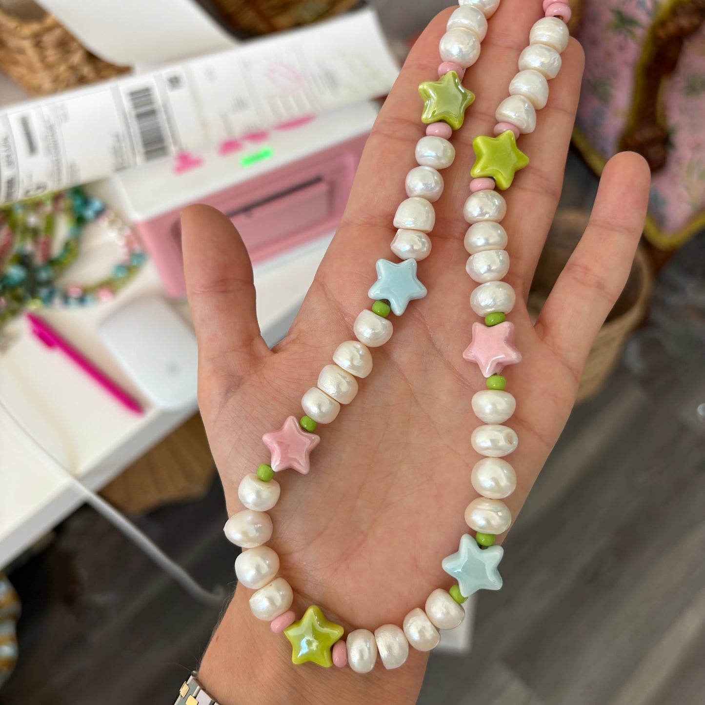 Star girl genuine pearl necklace