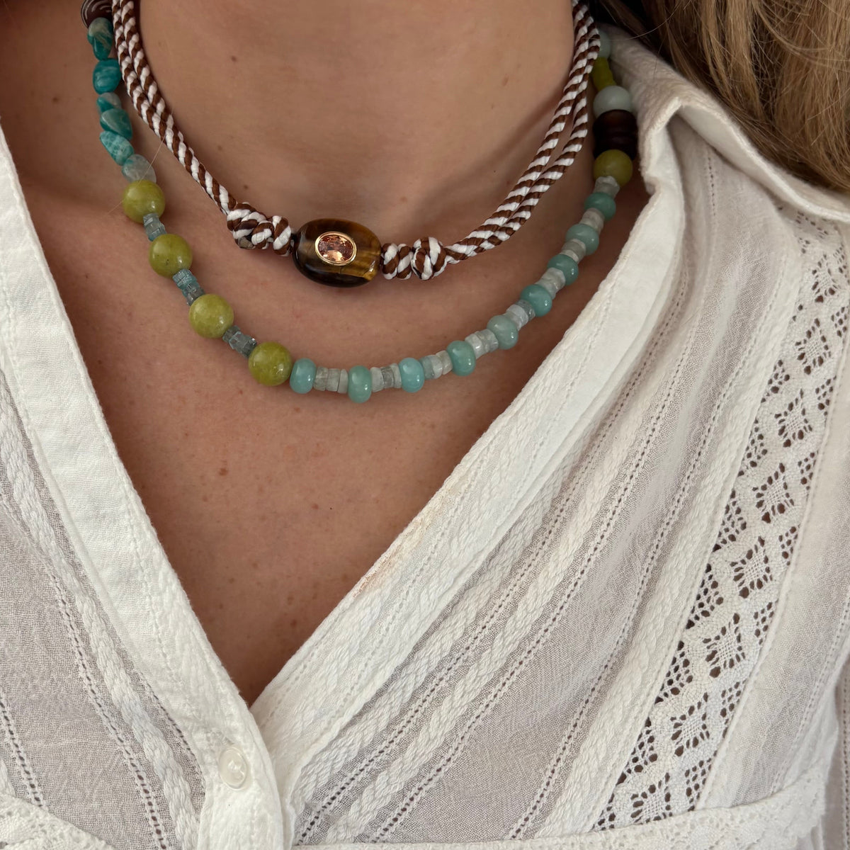 Maxi necklace with Apatite stones